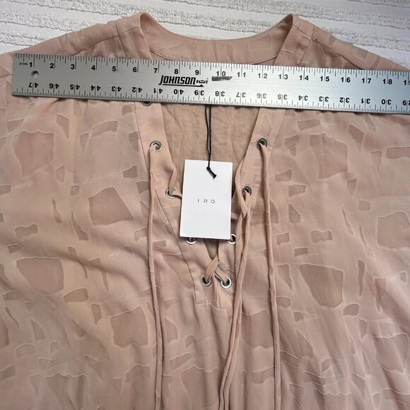 Iro Blush Pink Nude Ralene Long Sleeve Dress Lace Up Size 38 / 16W Lined New - Picture 6 of 9
